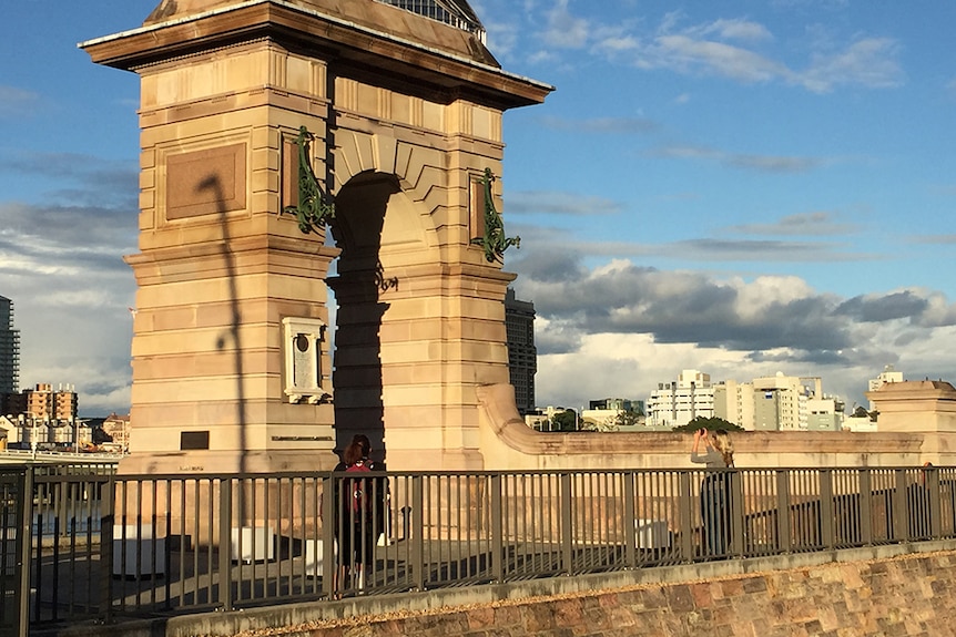 A stone archway near the Victoria Bridge on the Brisbane River.