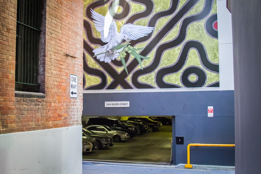 Ryan Presley's piece 'Themesong' greets commuters in Griffin Lane in the centre of Brisban