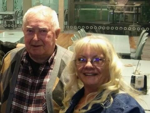 A man and a woman together.