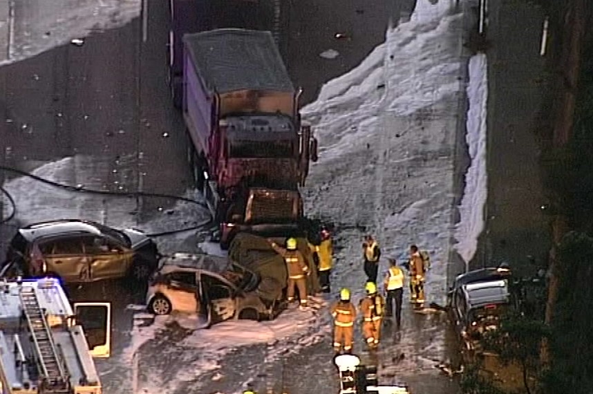 A truck and two cars that caught fire