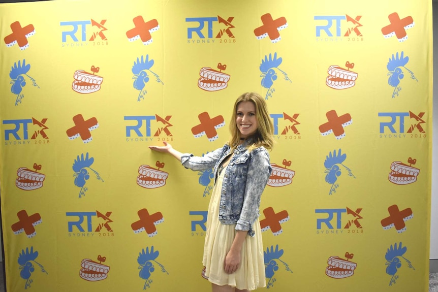 Barbara Dunkelman poses at the Rooster Teeth convention in Sydney.