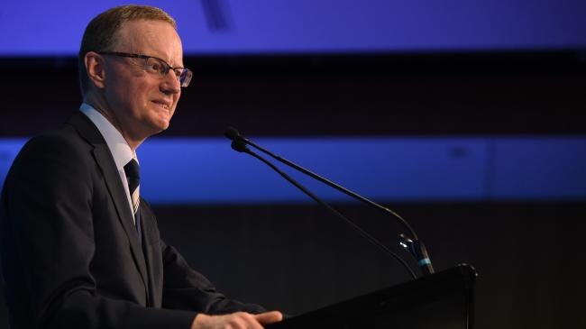 RBA governor Philip Lowe speaking at a lecturn