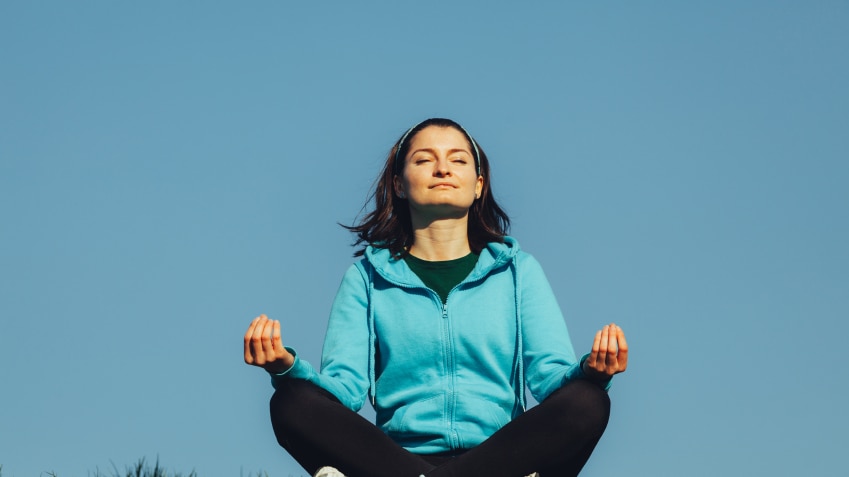 A woman meditating