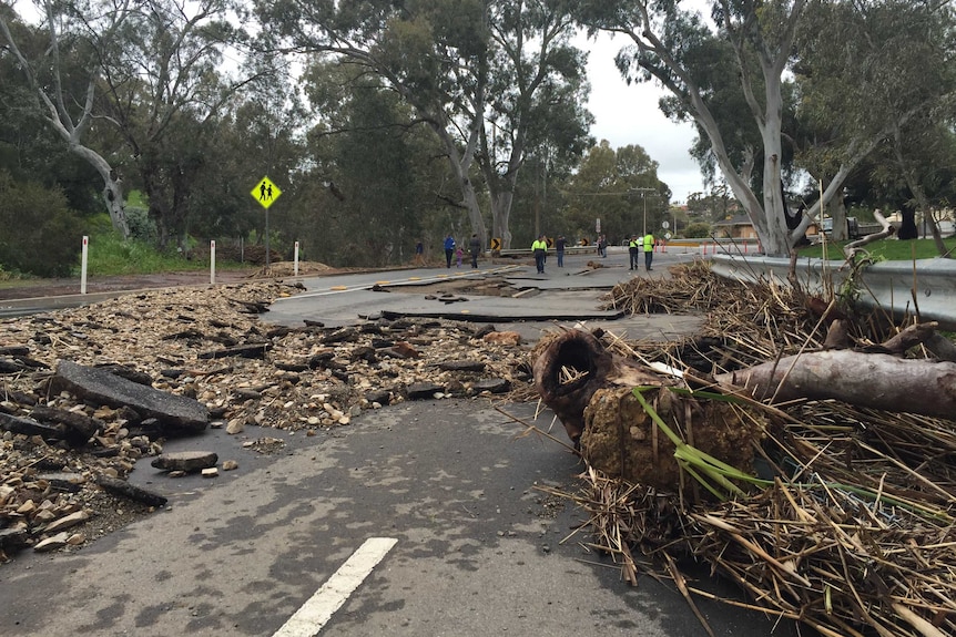 Road damaged at Gawler