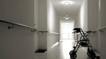 Zimmer frame in the walkway of an aged care facility.