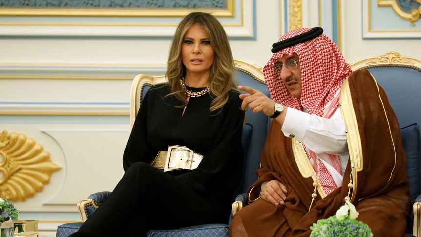 Melania Trump speaks with Saudi Arabia's Crown Prince Muhammad bin Nayef