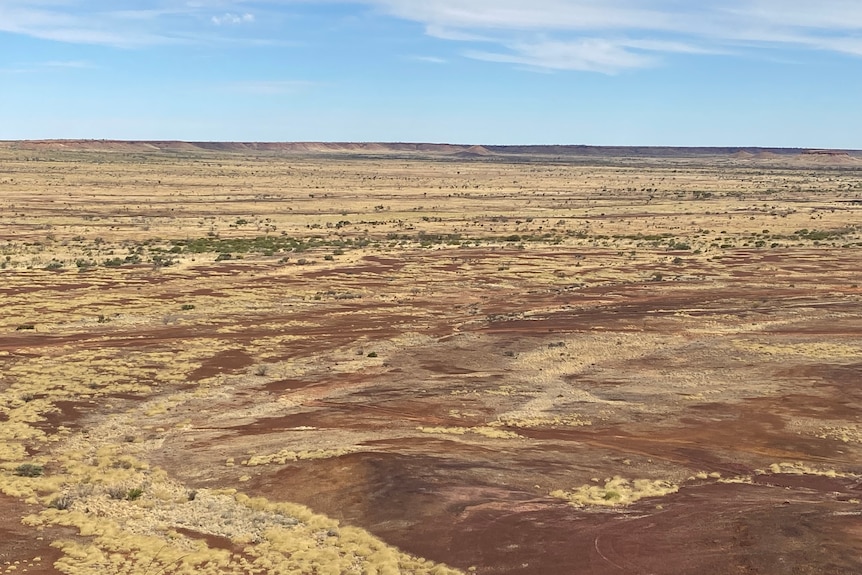 An aerial photo of harsh desert