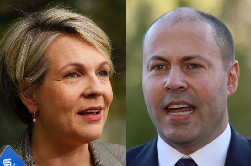 A composite of close up headshots of Josh Frydenberg and Tanya Plibersek