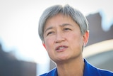 Australian Foreign Minister Penny Wong speaks during a news conference.