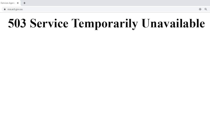 A blank webpage saying "503 Service temporarily Unavailable".