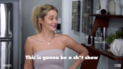 Gif of Jessika from Married at First Sight saying "This is gonna be a sh*t show"