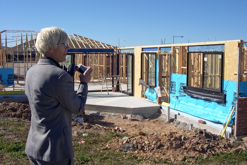 Linda Morris captures her new house under construction in Wright.