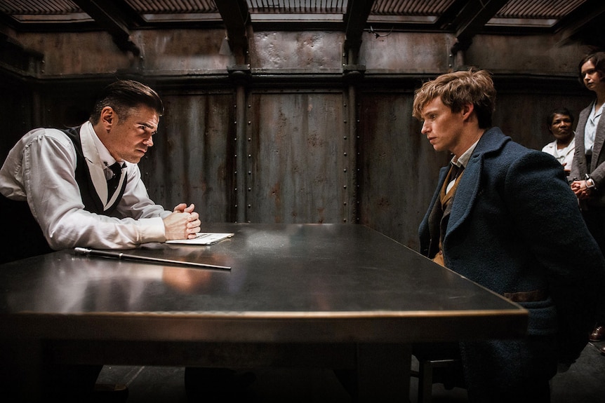 Colin Farrell and Eddie Redmayne in Fantastic Beasts and Where to Find Them, 2016