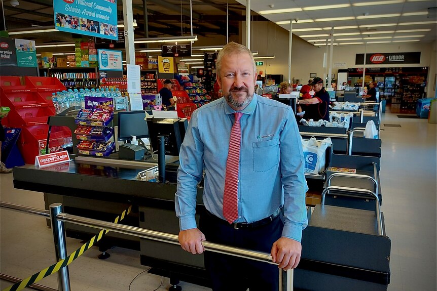  Hastings Co-op Owner Nick De Groot standing in IGA supermarket owned by Hastings Co-op.