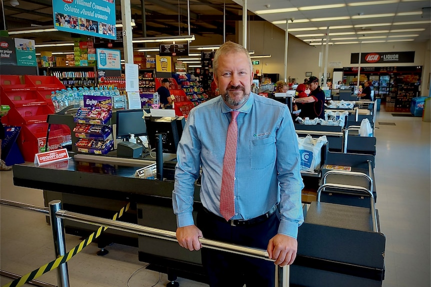  Hastings Co-op Owner Nick De Groot standing in IGA supermarket owned by Hastings Co-op.