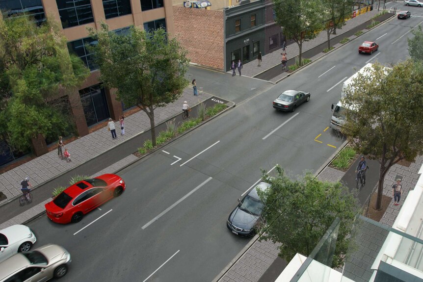 Artist's impression of Frome Street bike lane option