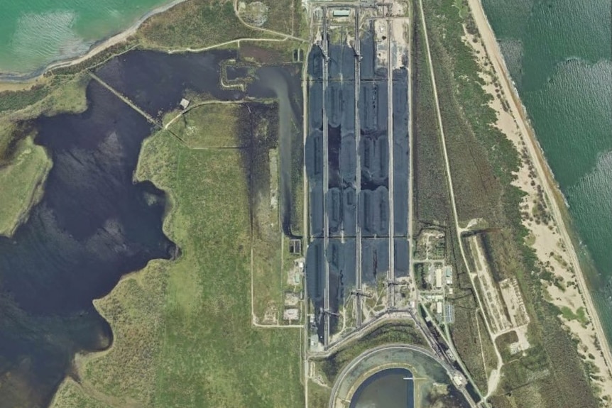 A Queensland Government satellite image of the Calely Wetlands, of Abbot Point coal terminal, after Cyclone Debbie.