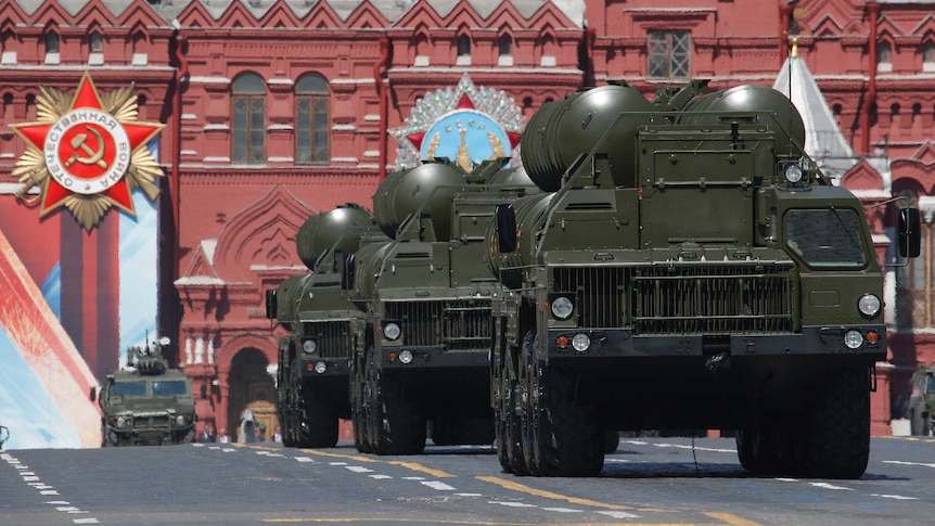 Russian S-400 Triumph medium-range and long-range surface-to-air missile systems.