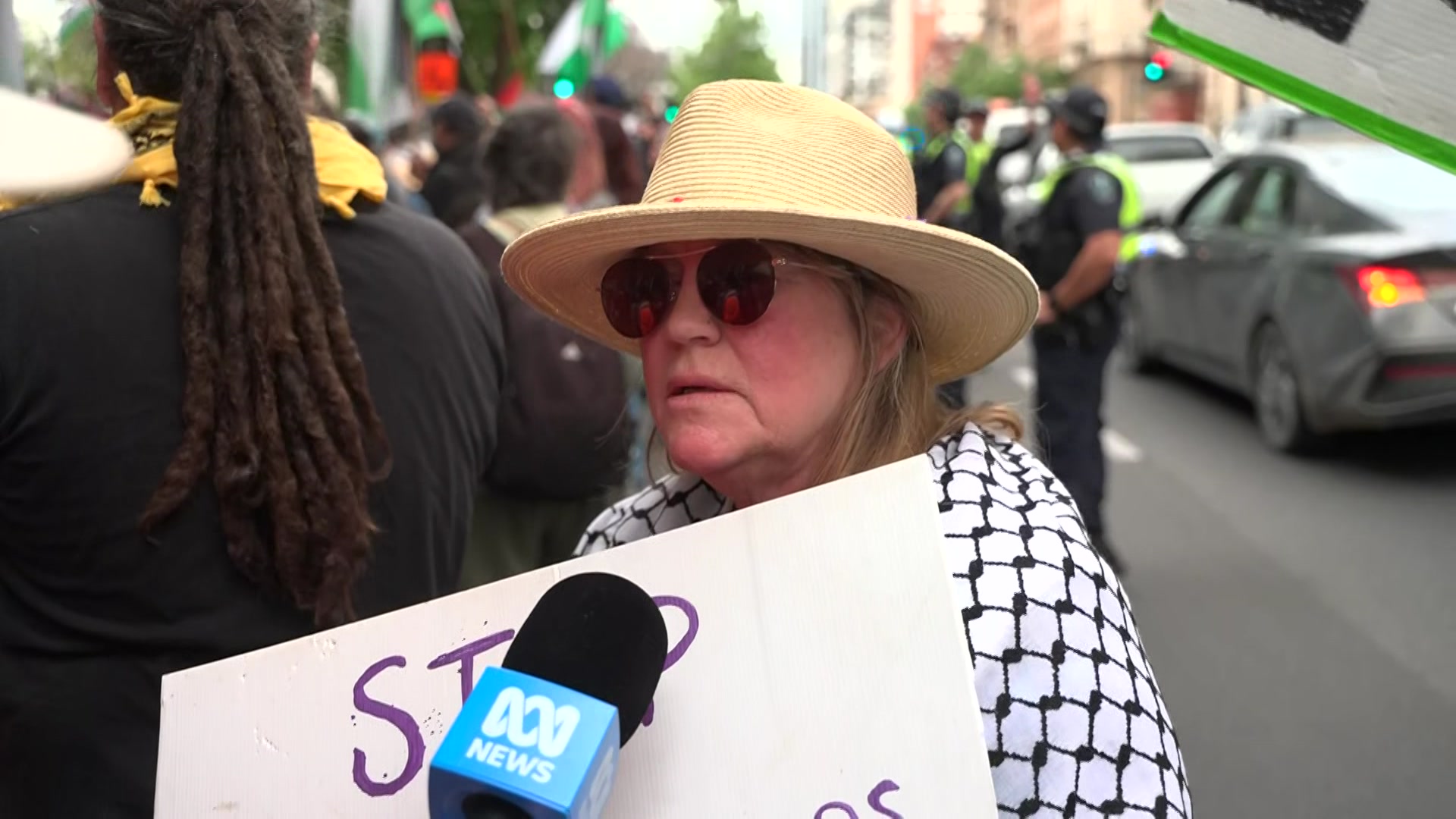 Melina Healey at adelaide's pro-palestine rally