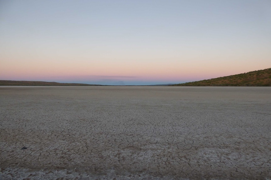 Shot of dry mud flats at dusk