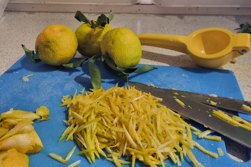 yuzu fruit cut up into slices