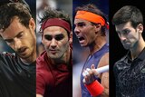 A composite image of tennis players Andy Murray, Roger Federer, Novak Djokovic and Rafael Nadal