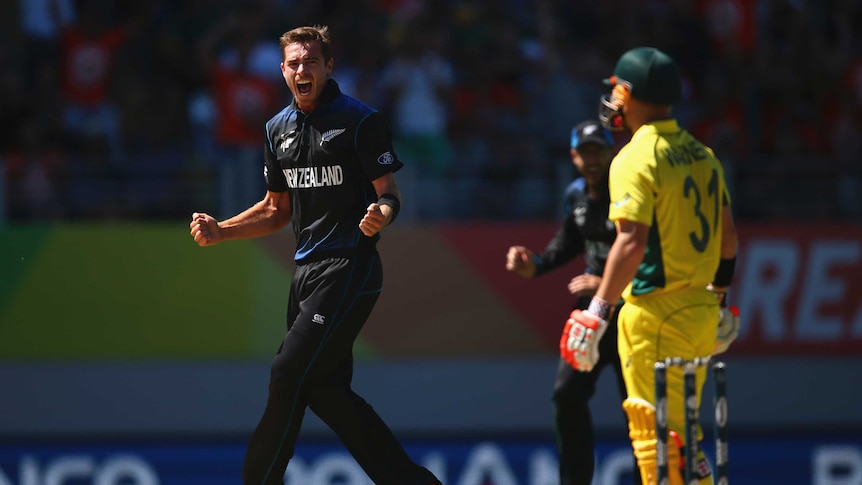 Southee shows his joy after dismissing Warner