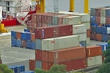 Shipping containers on a Tasmanian wharf.