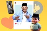 A graphic with content from Prabowo Subianto's social media campaigning.