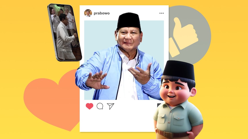 A graphic with content from Prabowo Subianto's social media campaigning.