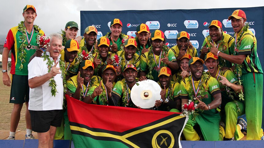 Vanuatu's winning cricket team