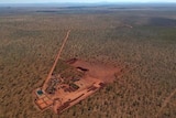 Aerial photo of mining camp in the outback