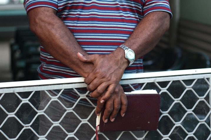 Closeup of a man's hands.