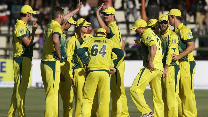 Australia celebrates a South Africa wicket