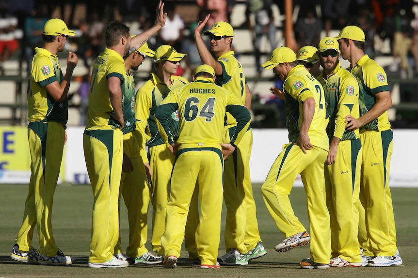 Australia celebrates a South Africa wicket