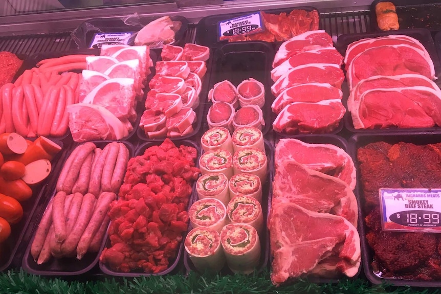 Different cuts of meat on offer at the AWEE Richards Butchers store in Bordertown.