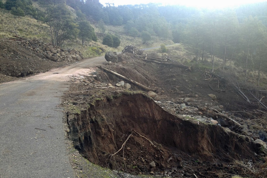 Closed road in the Great Western Tiers