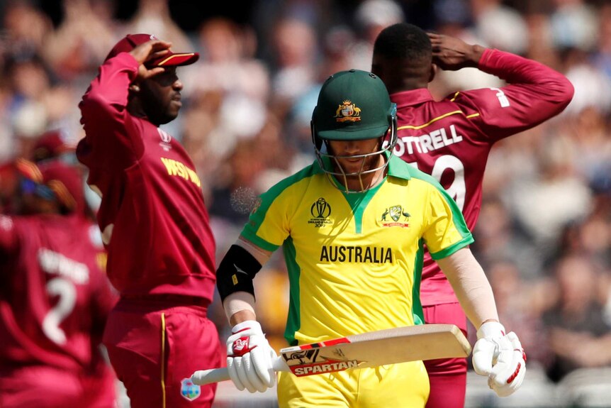 Cottrell salutes as David Warner trudges off.