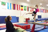 Australian women gymnasts in training at AIS in Canberra, with head coach Penny Liddick.