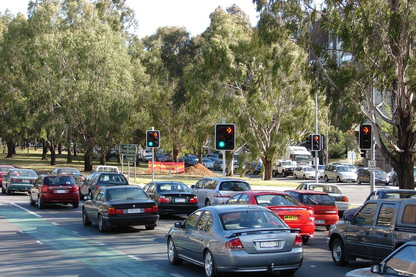 Cars on Northbourne Avenue in Canberra