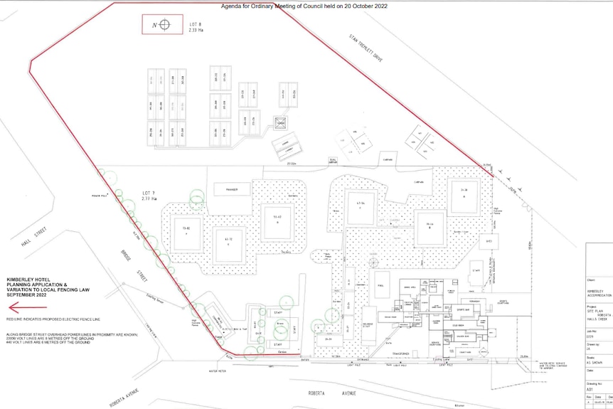Blueprint map of a hotel perimeter 