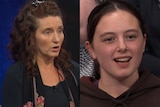 A split image of two women appearing on ABC Q+A.