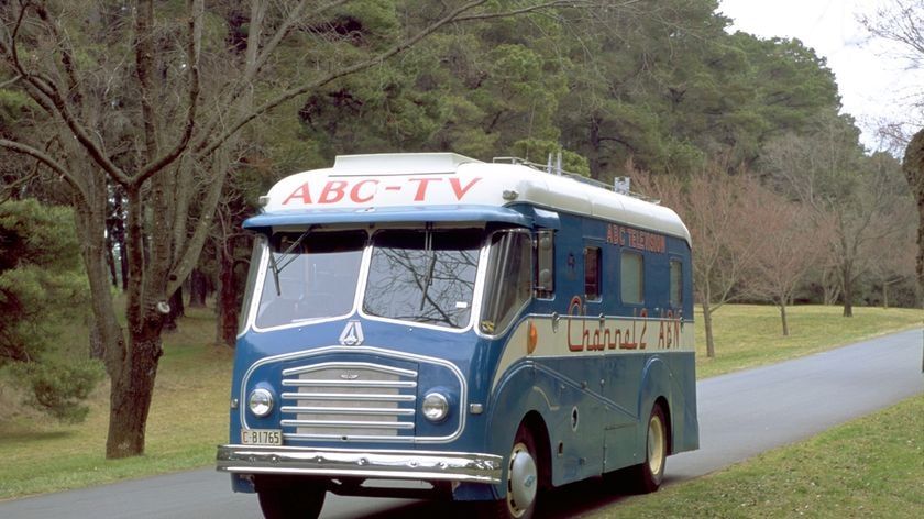 The ABC outside broadcast van beamed images of the Melbourne Olympics to the world.