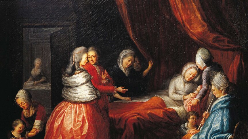 Painting of a woman in childbirth