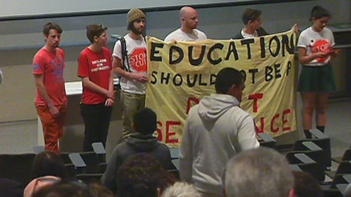 Students protest fee deregulation at ANU