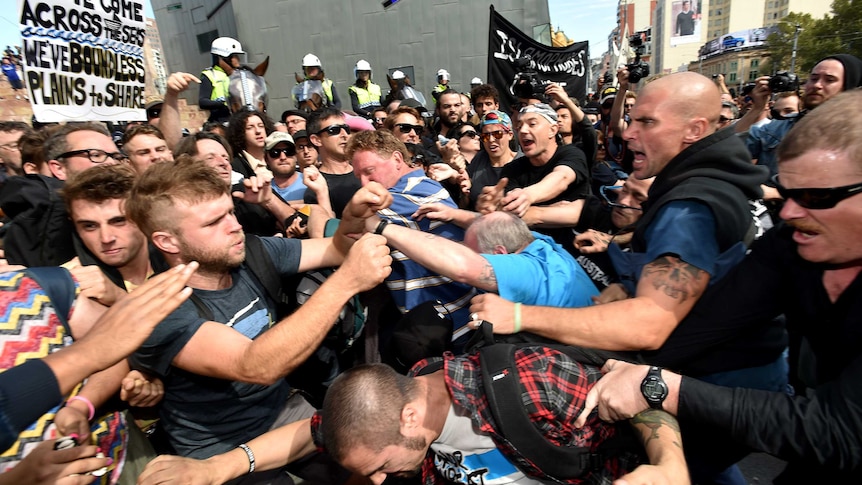 Anti-racist campaigners clash with Reclaim Australia supporters
