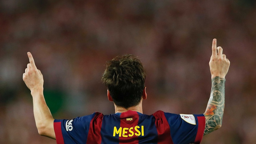 Messi celebrates a goal