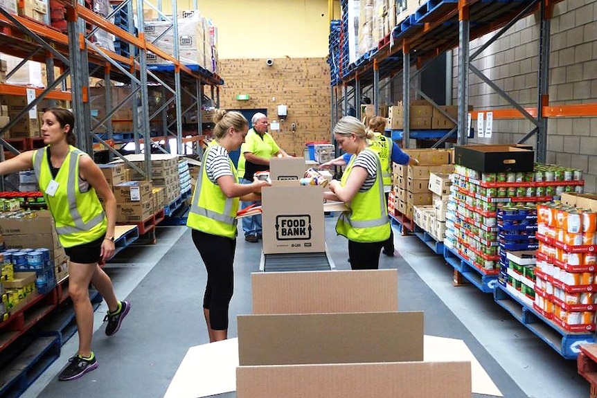 Hampers are packed inside the Foodbank warehouse in South Australia, October 16, 2017.