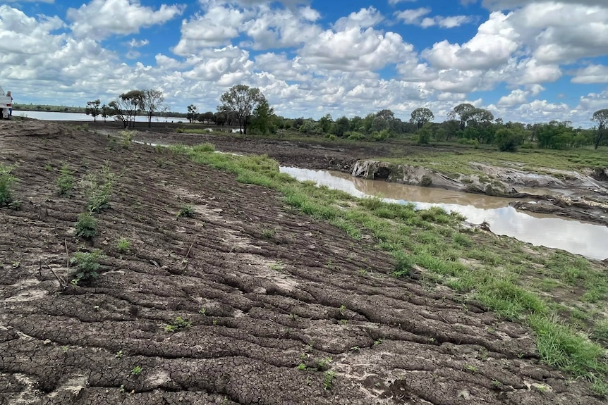 Water flowing across a drought-stricken landscape 