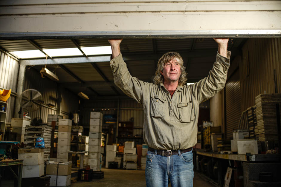 Beekeeper Ray Hull in his shed